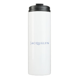 Bouteilles Isothermes Minimaliste Blanc Bleu Simple Élégant Moderne Nom