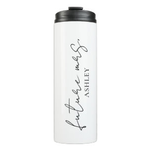 Bouteilles Isothermes Minimaliste Script Noir Personnalisé Future Mrs. N