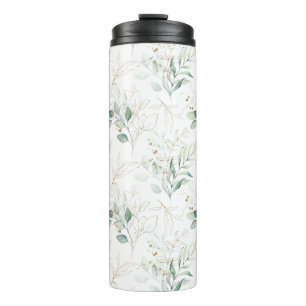 Bouteilles Isothermes Mint Green Pastel Floral Greenery Motif