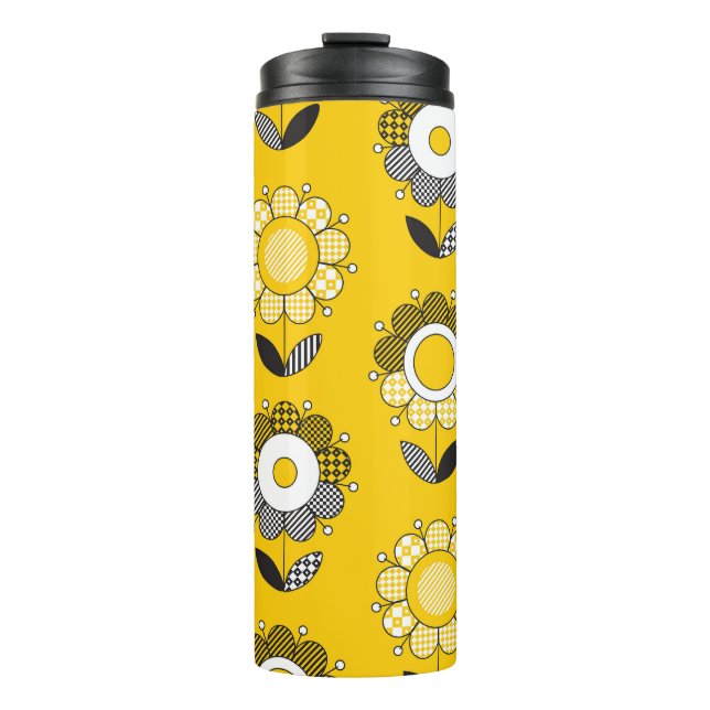 Bouteilles Isothermes Modèle floral jaune simple (Devant)