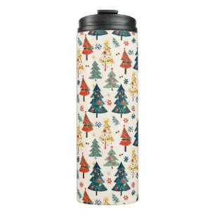 Bouteilles Isothermes Modèle sans couture d'arbres de Noël en pin coloré