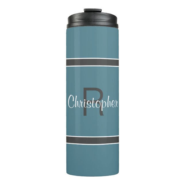 Bouteilles Isothermes Moderne Monogramme Turquoise Grey Stylish Boisson (Devant)