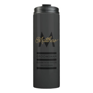 Bouteilles Isothermes Moderne Noir & Or Ajouter un nom et un monogramme