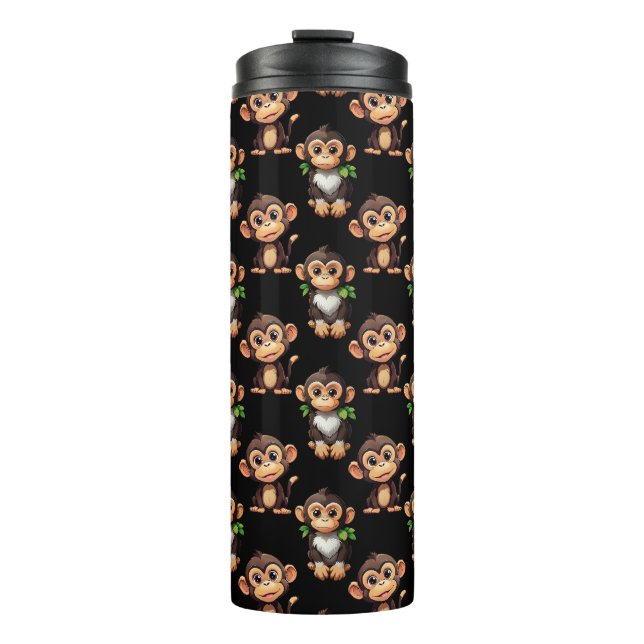 Bouteilles Isothermes Monkey Pattern Design Black  (Devant)