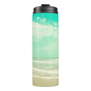 Bouteilles Isothermes Monnaie turquoise rétro arrière - plan de plage, v