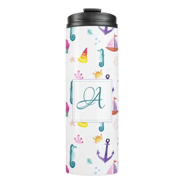 Bouteilles Isothermes Monogramme Beachhut Enfants Salle de bain Ocean Li (Devant)