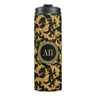 Bouteilles Isothermes Monogramme Black Gold Classy Élégant Motif