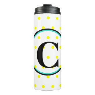 Bouteilles Isothermes Monogramme Bleu Jaune Pois