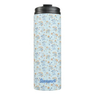 Bouteilles Isothermes Monogramme Bleu Motif Floral Paruline thermique