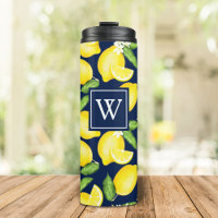 Monogramme citron bleu marine Paruline thermique