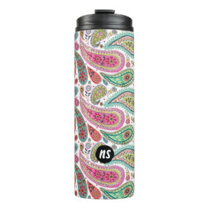 Bouteilles Isothermes Monogramme clair Paisley   Paruline thermique