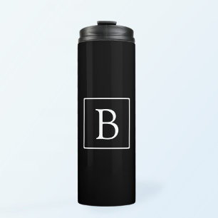 Bouteilles Isothermes Monogramme Classique Simple   Noir avec Texte Blan