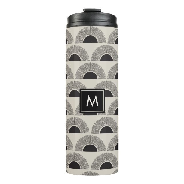 Bouteilles Isothermes Monogramme d'art Abstrait moderne noir et beige Su (Devant)