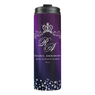 Bouteilles Isothermes Monogramme de couronne brillant bleu pourpre