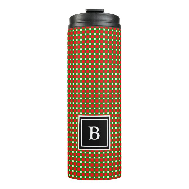 Bouteilles Isothermes Monogramme de Noël plaqué initial rouge vert (Devant)