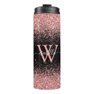 Bouteilles Isothermes Monogramme de nom de script élégant à paillettes n