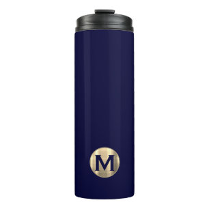 Bouteilles Isothermes Monogramme d'or bleu marine moderne