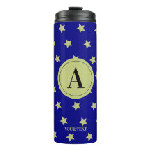 Monogramme élégant à motif étoile or et bleu