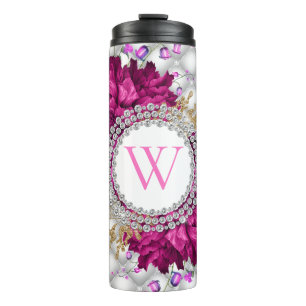 Bouteilles Isothermes Monogramme élégant rose rose bordeaux
