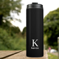 Monogramme et nom personnalisé noir et blanc