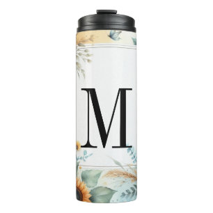 Bouteilles Isothermes Monogramme Fleurs de chute et fleurs de soleil aqu