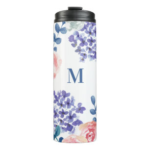 Bouteilles Isothermes Monogramme floral d'aquarelle moderne