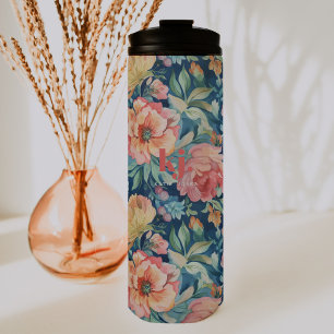 Bouteilles Isothermes Monogramme floral de pivoines à l'aquarelle