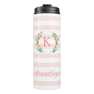 Bouteilles Isothermes Monogramme floral paradis et rayures