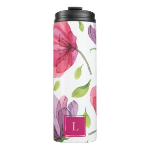 Bouteilles Isothermes Monogramme floral violet agité