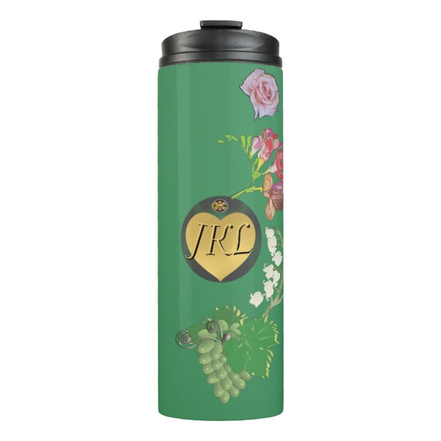 Bouteilles Isothermes Monogramme Fruit vert et Floral (Devant)