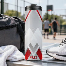 Monogramme géométrique gris rouge moderne