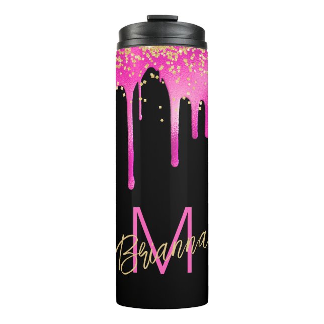 Bouteilles Isothermes Monogramme Hot Pink Drives Moderne Personnalisé (Devant)