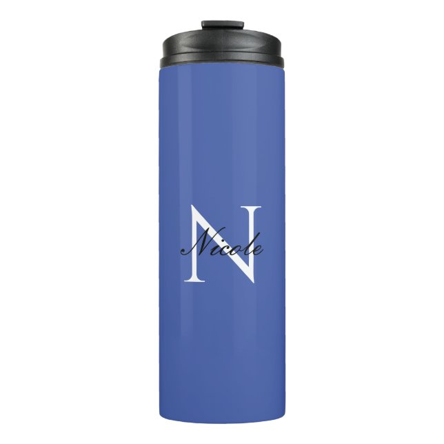 Bouteilles Isothermes Monogramme initial manuscrit propre nom bleu (Devant)
