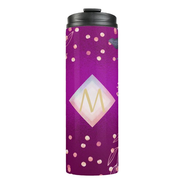 Bouteilles Isothermes Monogramme Magenta Rosegold Parties scintillant mé (Devant)
