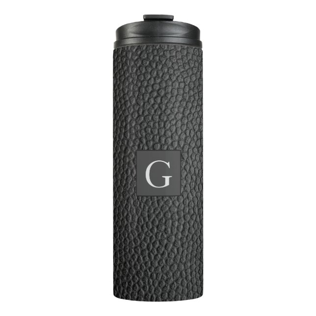Bouteilles Isothermes Monogramme Meilleur homme Groomsman Black Leather  (Devant)