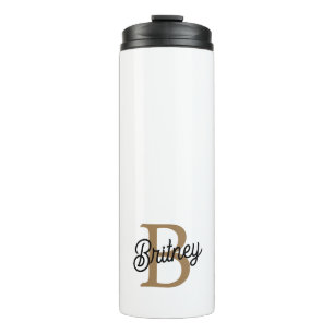 Bouteilles Isothermes Monogramme moderne élégant Nom Black Gold Script