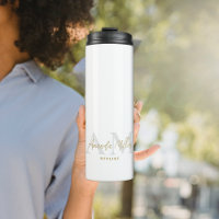 Monogramme moderne en or blanc personnalisé minima