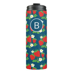 Bouteilles Isothermes Monogramme motif bleu fraise et fleur