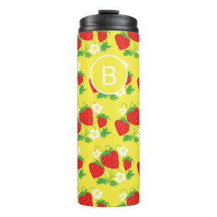 Bouteilles Isothermes Monogrammé motif jaune fraise et fleur