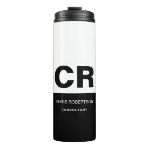 Bouteilles Isothermes Monogramme noir blanc Créer cadeau personnalisé