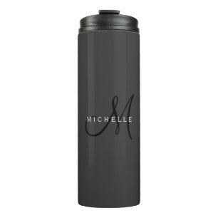 Bouteilles Isothermes Monogramme noir professionnel Gris Votre nom