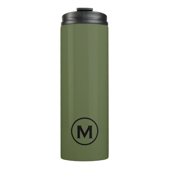 Bouteilles Isothermes Monogramme noir vert olive minimal Voyage Mug (Devant)