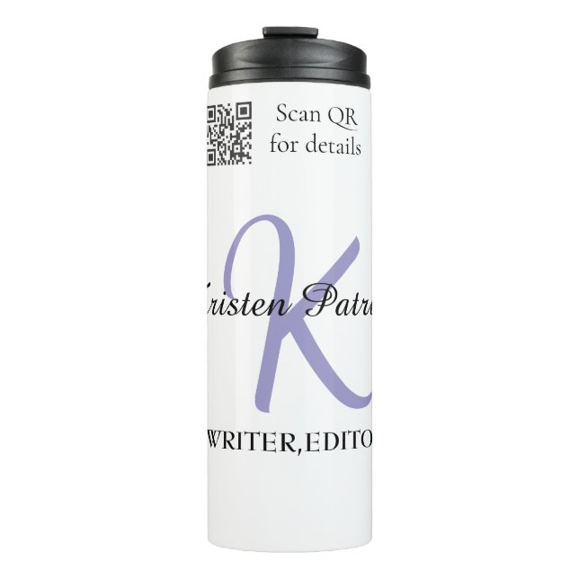 Bouteilles Isothermes Monogramme nom écrivain violet modifier code QR en (Devant)