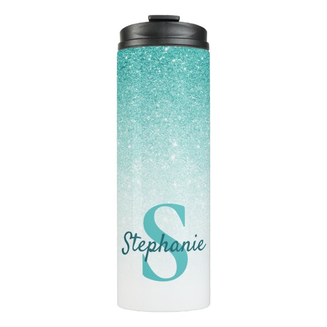 Bouteilles Isothermes Monogramme Parties scintillant de verre Ombre Turq (Devant)