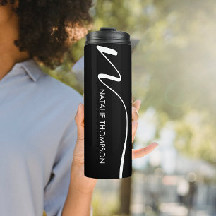 Bouteilles Isothermes Monogramme personnalisé avec nom Cool noir