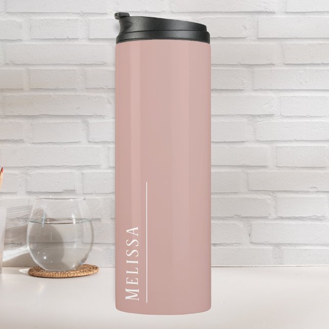 Bouteilles Isothermes monogramme personnalisé, rose vif moderne (Blush Pink water bottle thermal travel mug with a monogram)