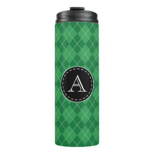 Bouteilles Isothermes Monogramme personnalisé Vert Voyage Coffee Tumbler