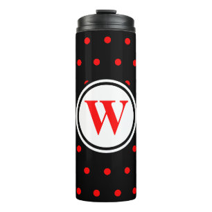 Bouteilles Isothermes Monogramme Pois rouges noirs