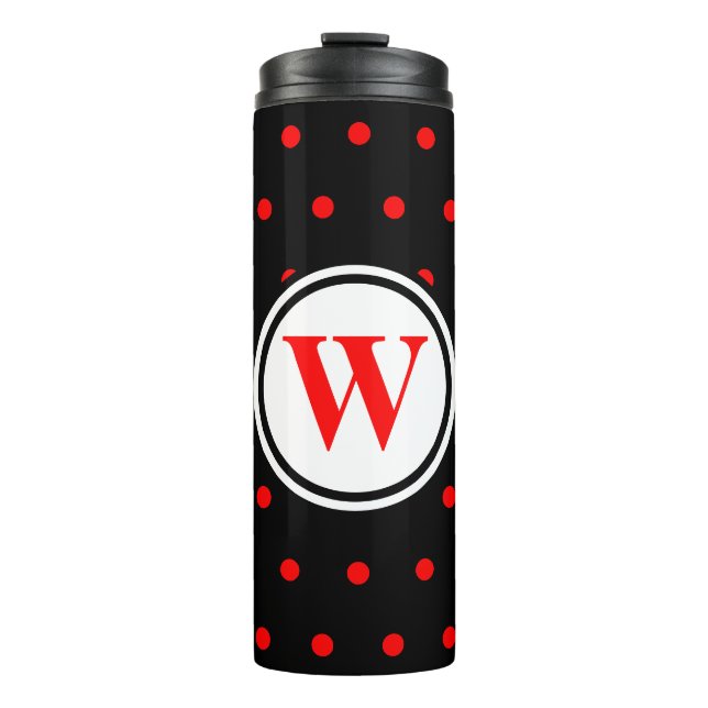 Bouteilles Isothermes Monogramme Pois rouges noirs (Devant)