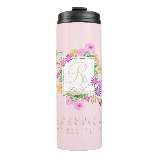 Bouteilles Isothermes Monogramme rose du jardin floral (Devant)